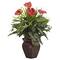 26" Artificial Mixed Greens & Anthurium Plant with Decorative Vase